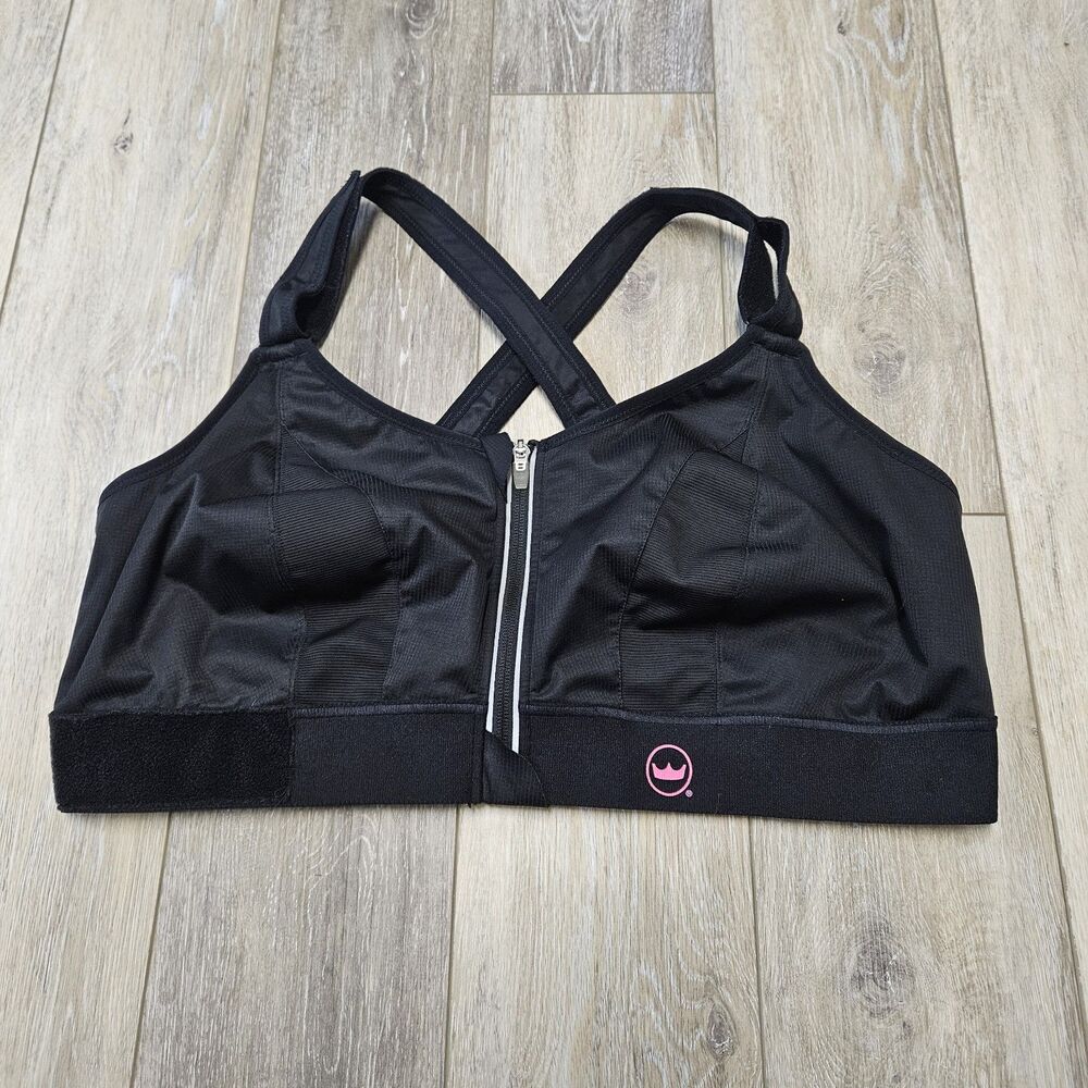 Shefit Sports Bra Zip Front Black Pink Women's 5XL 5Luxe Gym Activewear Training